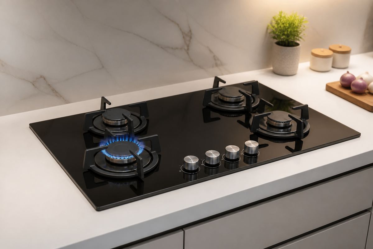 Built-in glass gas hob